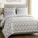 Σετ σεντόνια από 100% βαμβάκι με μοντέρνο γκρι γεωμετρικό μοτίβο