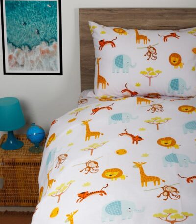 Σετ Σεντόνι Παιδικό Jungle με ζωάκια σαφάρι 100% βαμβάκι 160x275