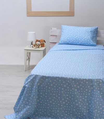 σετ σεντόνια Stars 100% βαμβακερό 160x275 με σχέδιο αστεράκια