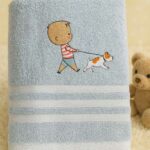 Παιδική Πετσέτα Booby Γαλάζια – Αγόρι με Σκυλάκι