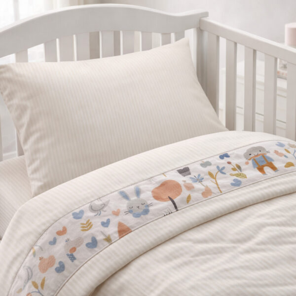 Παιδικό Σετ Σεντονιών Κούνιας με Φάσα –Εκρού
