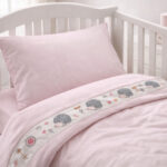 Παιδικό Σετ Σεντονιών Κούνιας με Φάσα – Ροζ Σατέν